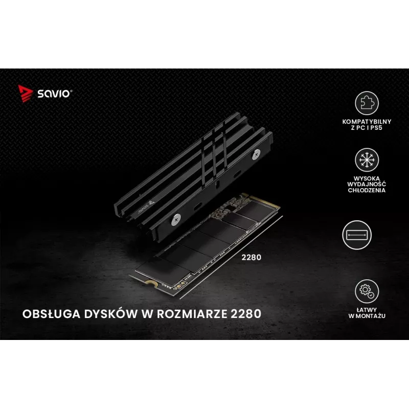 SAVIO AK-60 M.2 NVMe 2280 Laufwerkskühler, schwarz