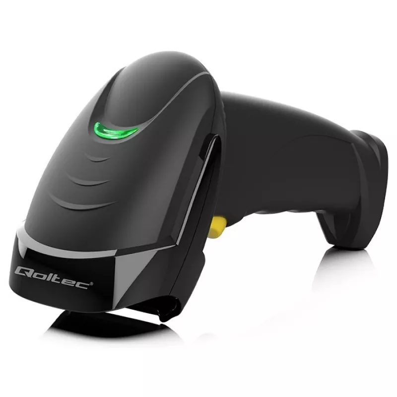 Qoltec 50853 Hand-Laser-Barcodescanner 1D/2D, kabelgebunden USB, 1,65 m Kabel, 97x65x167 mm, 105 g, Schwarz
