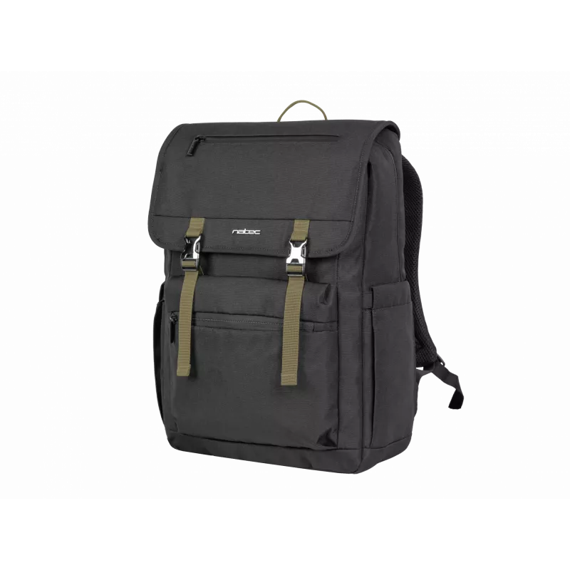 NATEC Niala NTO-2239 Laptop-Rucksack 39,6 cm (15,6 Zoll), 18 L, spritzwassergeschützt, recyceltes Polyester, Schwarz/Dunkelgrün