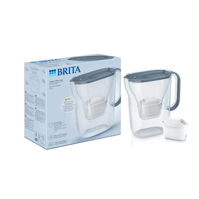 BRITA Style Essential Wasserfilter-Kanne 2,4 l mit 1 MAXTRA Pro Kartusche, Graphit