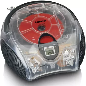 Tragbares Radio mit CD-Player Lenco SCD-24TR — FM, 4W Ausgang, LCD, Teleskopantenne, Netz-/Batteriebetrieb, 6×C-Batterien