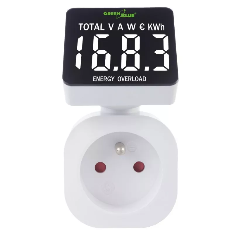 Energie-Wattmeter GreenBlue GB620E für 220-V-Netz, max. 16 A, steckbarer Strom-/Energiezähler
