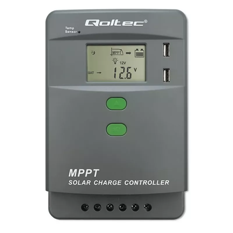 Solar-MPPT-Laderegler QOLTEC 40A 12V/24V mit LCD-Anzeige