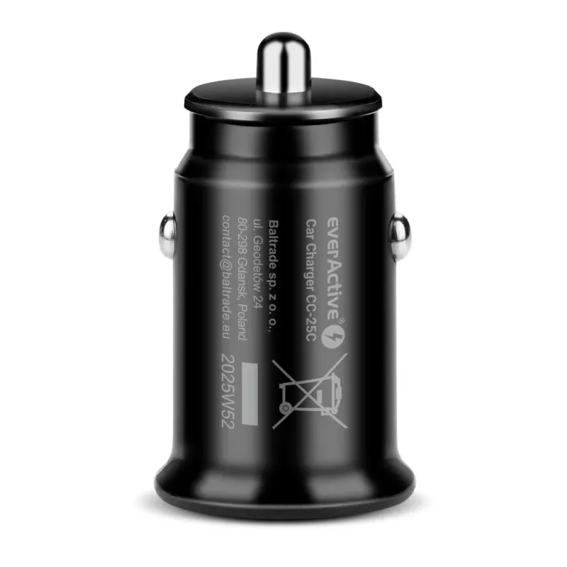 everActive CC-25C Kfz-Ladegerät, 2x USB 12 W, mit USB-C-Kabel