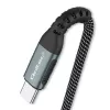 Qoltec 52358 USB-C-auf-USB-C-Kabel, USB 2.0, 480 Mbit/s, 100 W PD, QC 3.0, Nylongeflecht, 1,5 m, schwarz