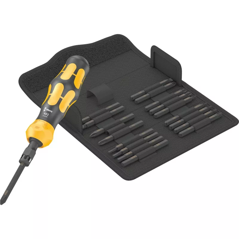 Wera 05018110001 Kraftform Kompakt 900 Set 1 Schraubendreher-Set mit Schlagschraubendreher und Bits, 19-teilig, 1/4", schwarz/gelb