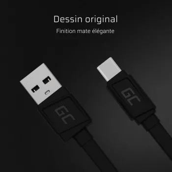 USB-A-auf-USB-C-Kabel Green Cell KABGC03 — 0,25 m, Schwarz, 480 Mbit/s
