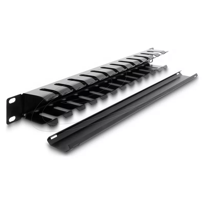 Delock 67628 19" Kabelmanagement-Panel mit Bürste, 1U, Schwarz
