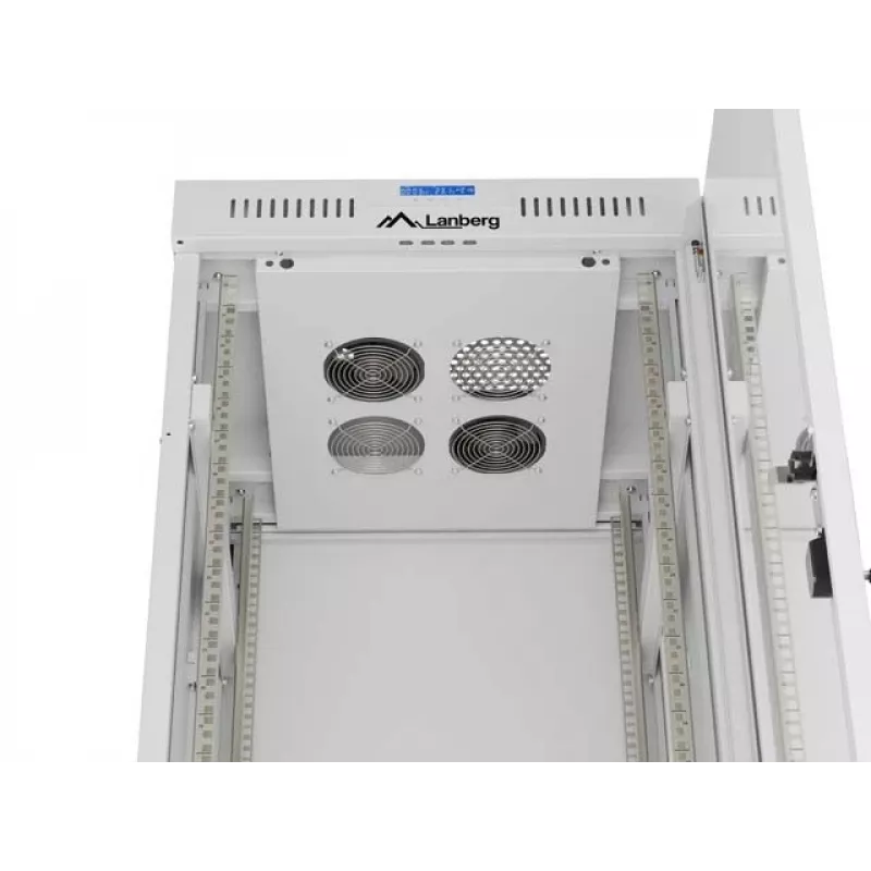 LANBERG 19 Zoll 32U Stand-Rack-Schrank 600×600 mm Grau mit perforierten Türen und LCD (flach Pack)