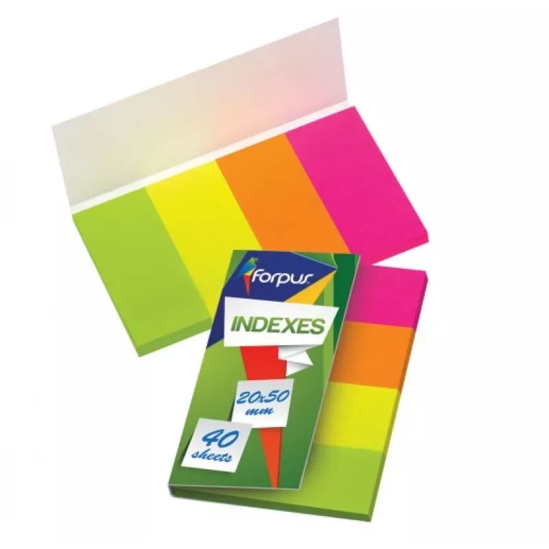 Forpus FO42026 Haftstreifen 20x50 mm, farblich sortiert, 4x40 Blatt
