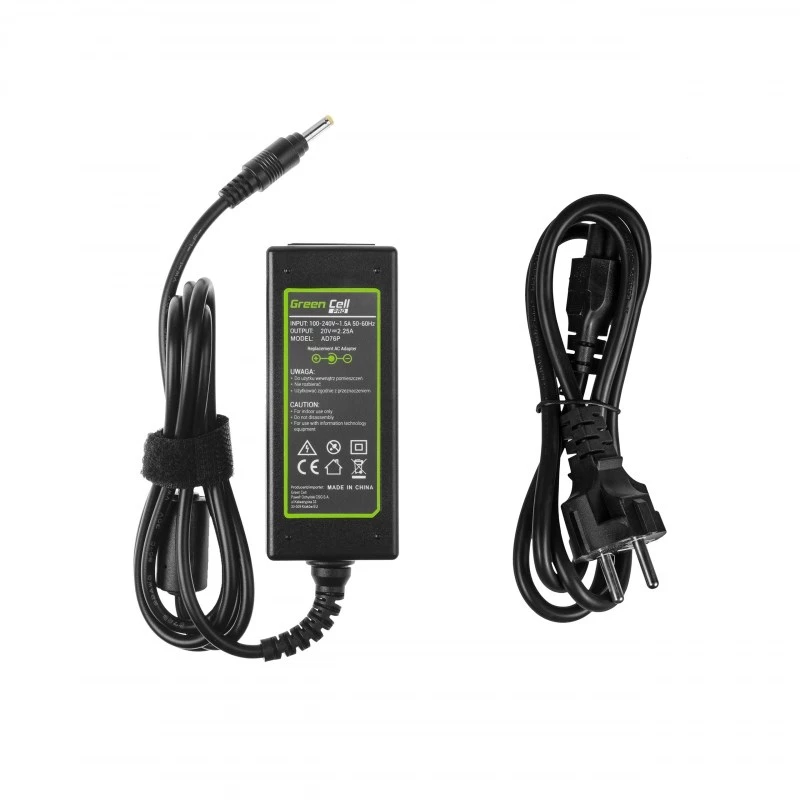 Netzteil Green Cell AD76P 45W für Lenovo Laptops, 20V 2,25A, AC-zu-DC, 100–240V Eingang, schwarz