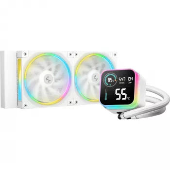 Flüssig-CPU-Kühler DeepCool LQ240 White mit 240-mm-Aluminium-Radiator, 2x120-mm-RGB-Lüftern, 41-cm-Schläuchen