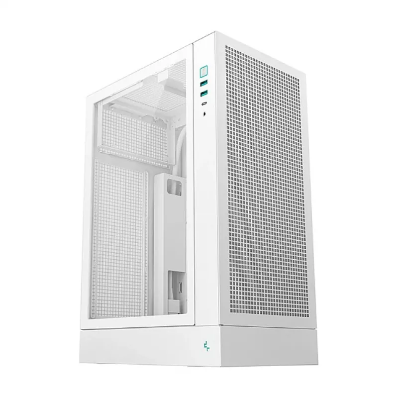 DeepCool CH170 PLUS WH Midi-Tower-PC-Gehäuse, Micro ATX, ohne Netzteil, 4 Erweiterungssteckplätze, weiß