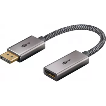 Plus DisplayPort > HDMI Adapterkabel, 8K @ 60Hz (Grau, 20cm, 32 Gbit/s)