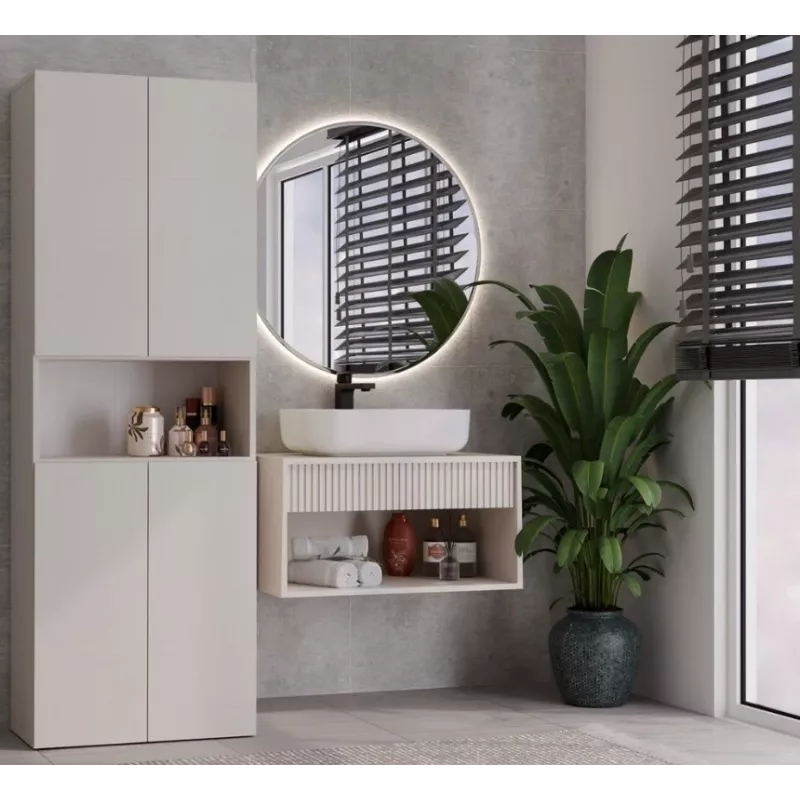 Badezimmerschrank Nel DK 1K Korb Kaschmirfarbe