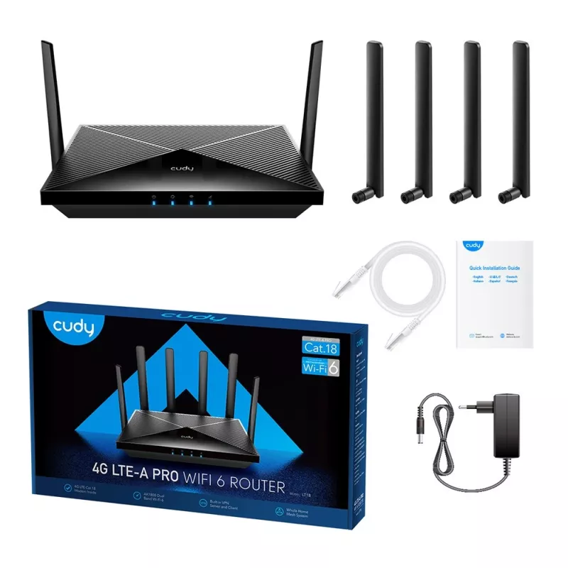 Cudy LT18 Drahtloser Router Gigabit Ethernet Dual-Band (2,4 GHz / 5 GHz) 4G Schwarz