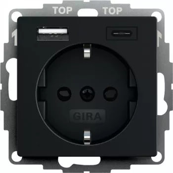 gira Steckdose mit USB-Anschluss, Modell 2459005, schwarz