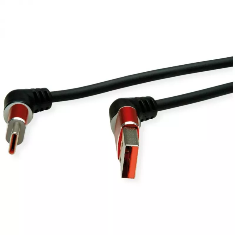 ROLINE USB 2.0 Kabel Typ-C - Typ-A ST/ST 360° Rotation schwarz Rot 1 m 11.02. - Kabel - Digital/Daten