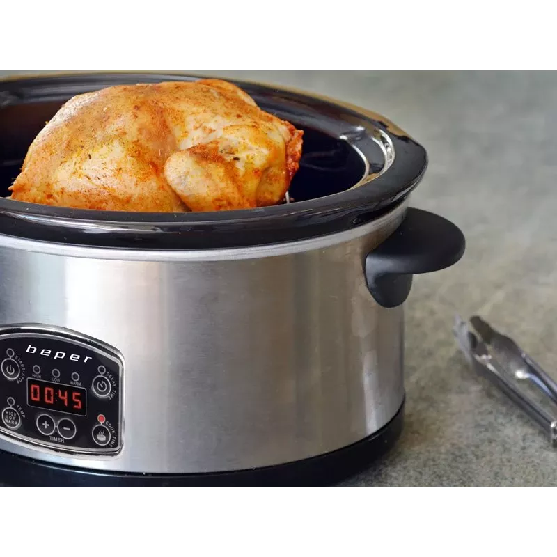 Beper BC.510 digitaler Slow Cooker, 4,5 l, 280 W, Edelstahl