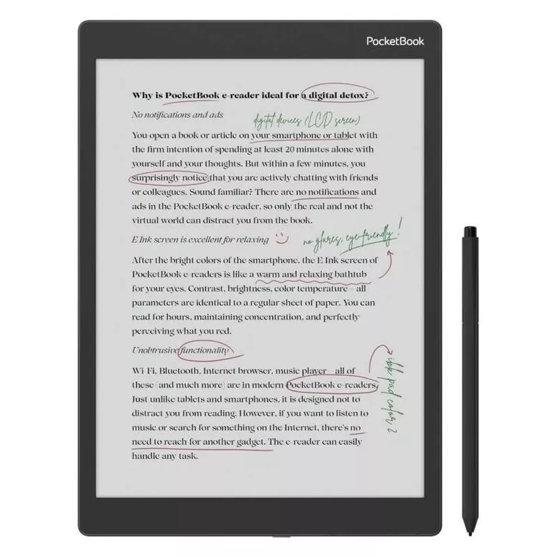 E-Book-Reader PocketBook Color Note 10,3 Zoll E Ink Kaleido, 32 GB, Wi‑Fi, Touchscreen, Schwarz/Blau