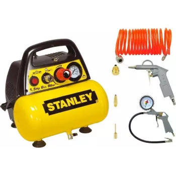 ÖLFREIER Kompressor 6L+DRUCKLUFT-Kit Stanley