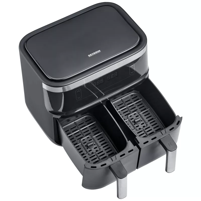 Heißluftfritteuse Severin FR 2453 Double 3,25 L 2850 W Schwarz Silber