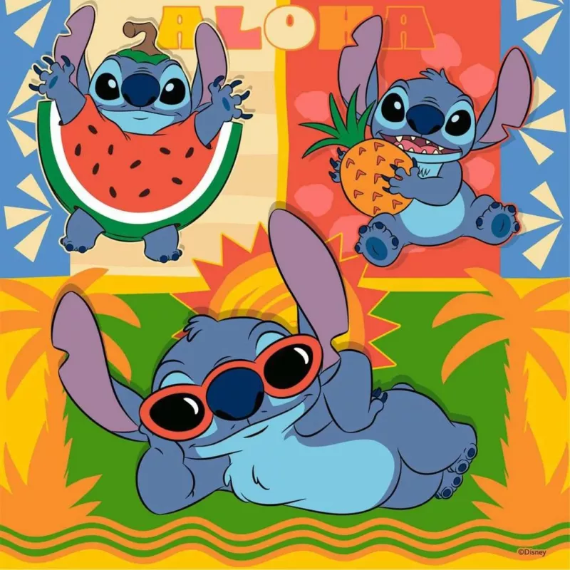 Kinderpuzzle Ravensburger Disney Stitch — 3 x 49 Teile, für Kinder geeignet