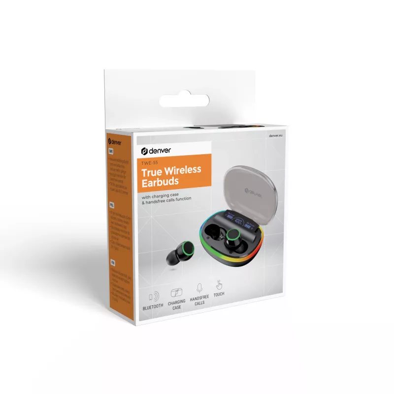 Denver TWE-55B True Wireless Bluetooth-Ohrhörer, Schwarz