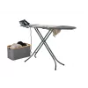 Leifheit Classic M Black 72486 Bügelbrett in Originalgröße, 120 x 38 cm, Höhe 69–88 cm, schwarz