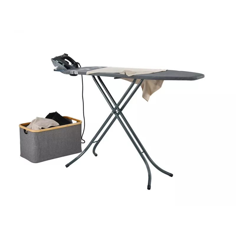 Leifheit Classic M Black 72486 Bügelbrett in Originalgröße, 120 x 38 cm, Höhe 69–88 cm, schwarz