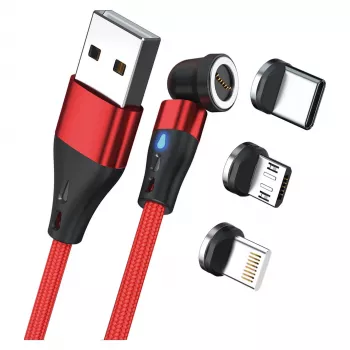 USB-Kabel RealPower MagneticCharge3 1m USB A Rot