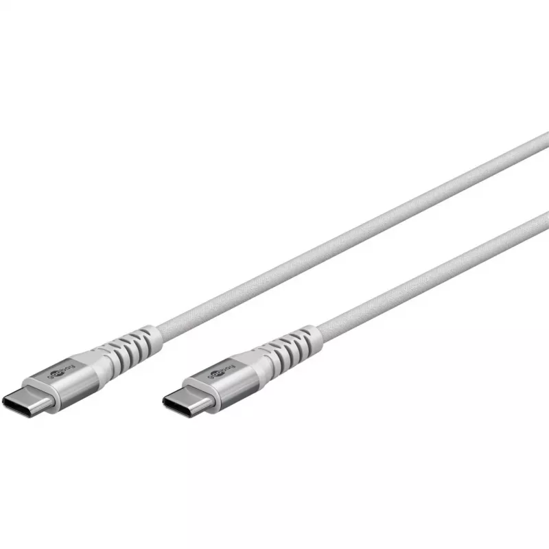 Super-weiches USB 2.0 geflochtenes Kabel, USB-C Stecker > USB-C Stecker (Weiß, 1 Meter)