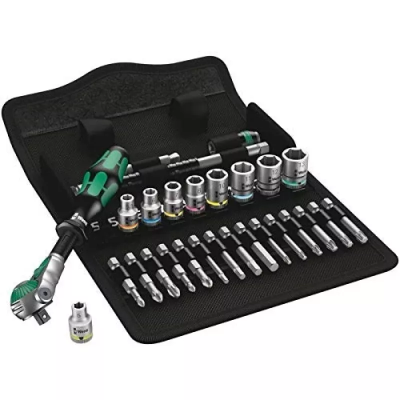 Wera Zyklop Speed 8100 SA 6 Knarrensatz mit Bit- und Steckschlüsseleinsätzen, 28-teilig