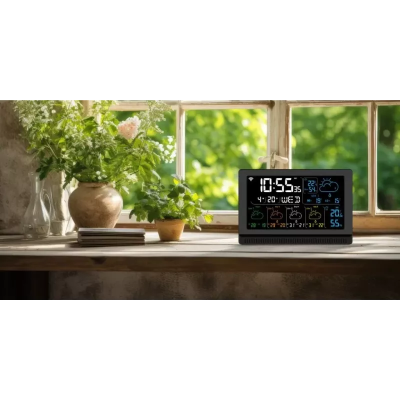 Manta MTO200B Windy Smart Wetterstation mit Außensensor, Wi-Fi, Schwarz
