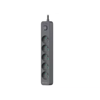 Power Line+ 3m Graphite Überspannungsschutz-Steckdosenleiste (5 Steckdosen)