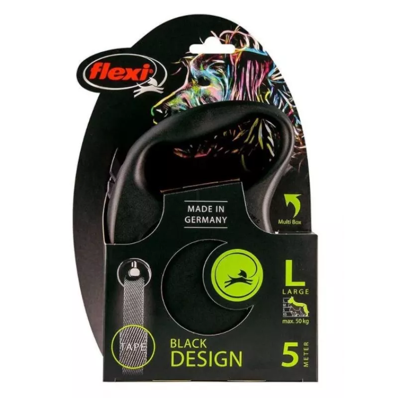 Flexi Black Design L 5 m Hundeleine mit Rollmechanismus