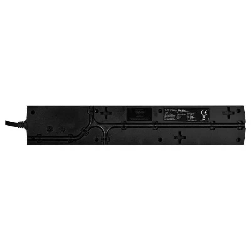 EVER Classic T/LZ09-CLA030/0000 Überspannungsschutz, 5 Steckdosen, 3 m, 250 V, Kindersicherung, LED, schwarz