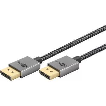 DisplayPort-Kabel 2.0/2.1 schlank (Silber/Schwarz, 1 Meter)