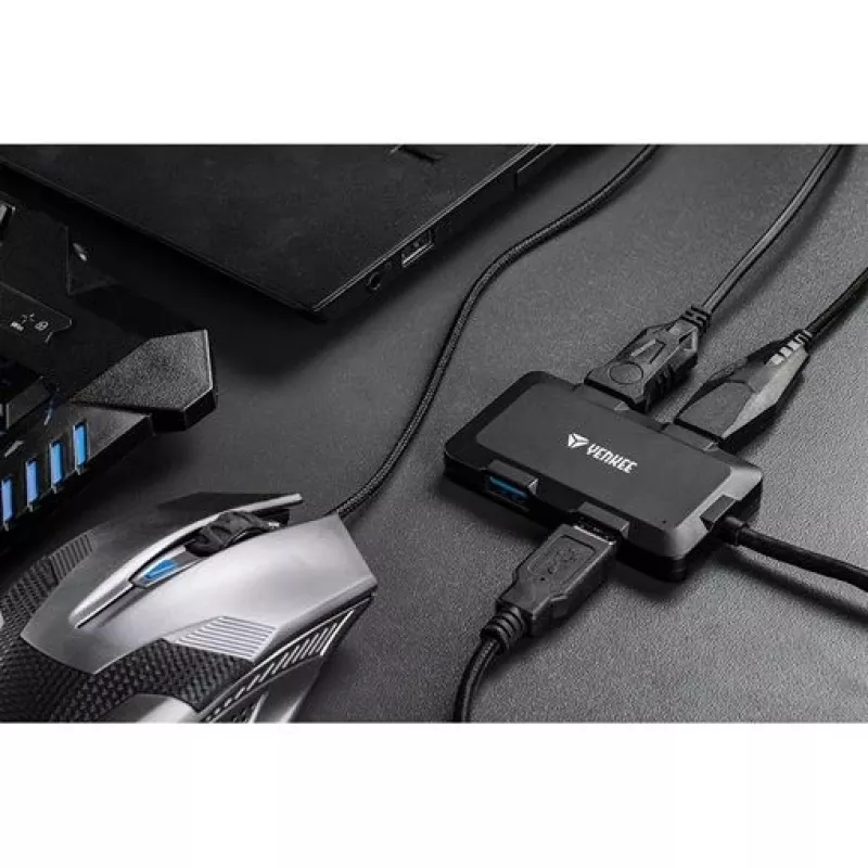 Yenkee YHB 4341BK 4-Port USB 3.0 Hub mit Micro-USB-Stromeingang