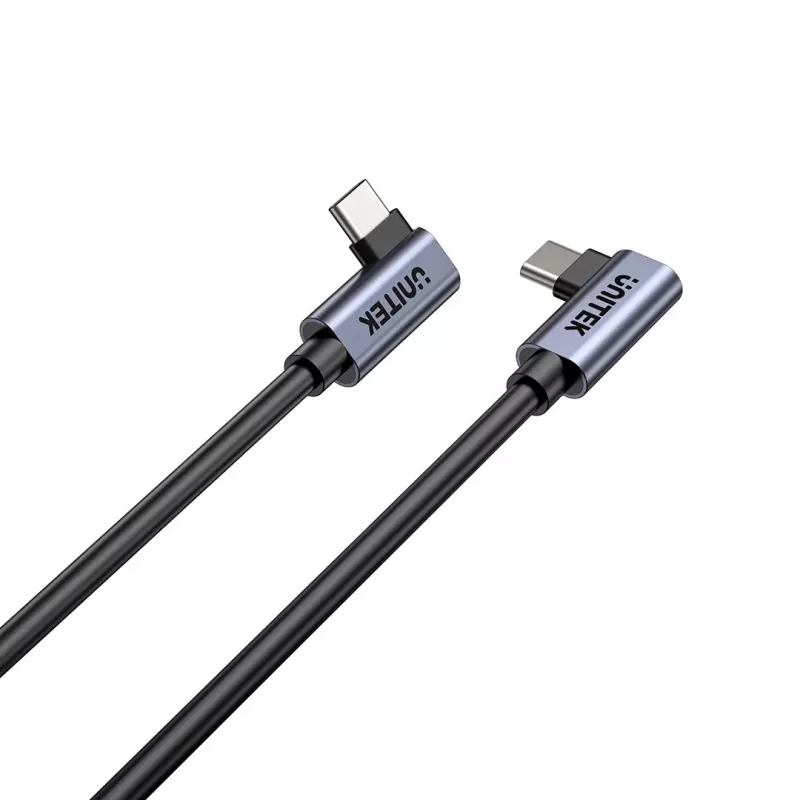 USB‑C-Kabel Unitek C14147ABK01 90°–90° PD 100W 0,5 m, abgewinkelt-zu-abgewinkelt, schwarz
