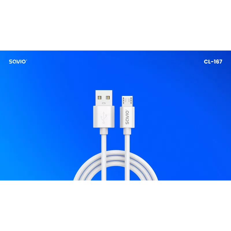 Savio USB 2.0 USB A - Micro USB Weiß CL-167 3 m Kabel