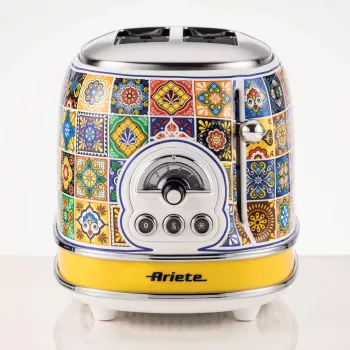 Ariete 155 Toaster Positano, 810 W, 2 Scheiben, 6 Bräunungsstufen, Krümelschublade, Auftaufunktion, automatische Auswurf, ohne Zangen