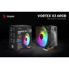 CPU-Luftkühler SAVIO SAVGCOVORTEXX2ARGB mit 4 Heatpipes, 120-mm-ARGB-Lüfter, schwarz