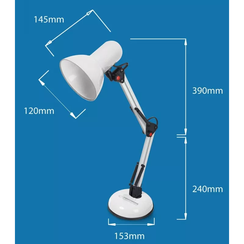 Tischleuchte ESPERANZA AVIOR E27 12W LED, schwarz, höhenverstellbar, flexibler Arm, E27-Fassung
