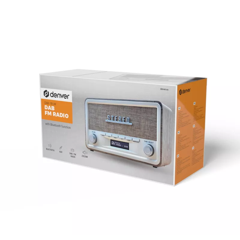 Denver DAB-18LW DAB+/FM Retro-Radio, Bluetooth, Holzoptik hell