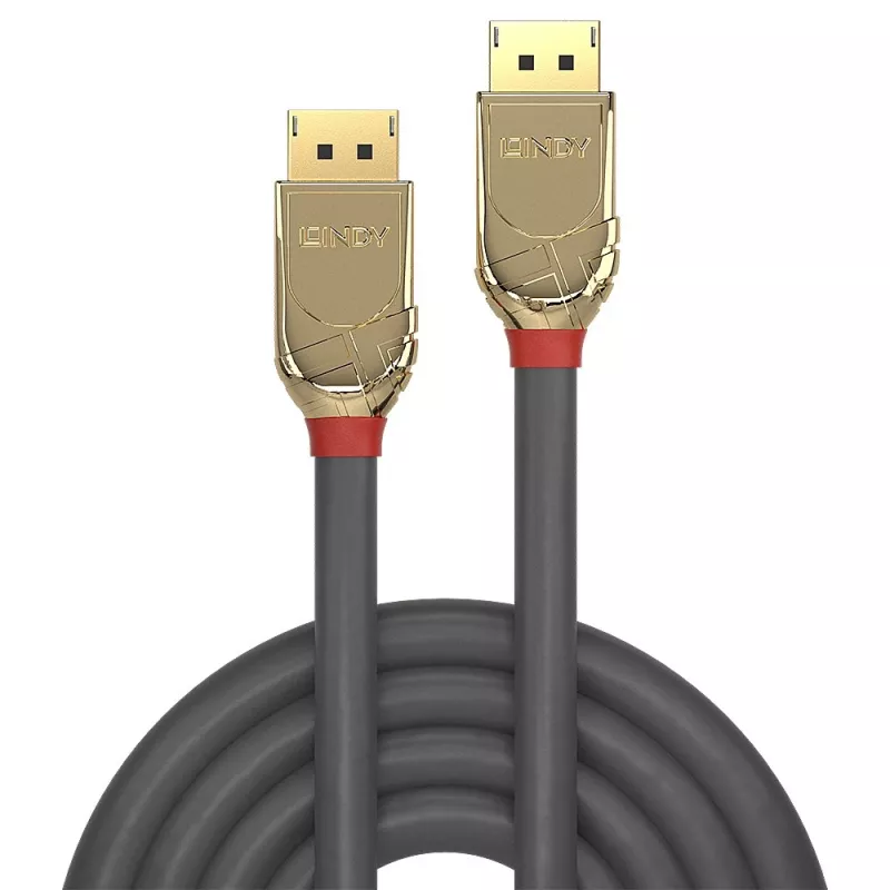 Lindy 36298 20 m DisplayPort-1.2-Kabel, Gold Line, DisplayPort-Stecker auf DisplayPort-Stecker, 4K30Hz, grau