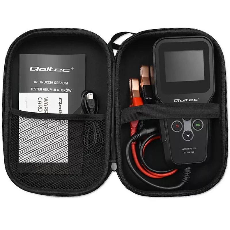 Qoltec 52489 digitaler Batterietester und -analysator 3-in-1 mit LCD, 6V / 12V / 24V, 30Ah-200Ah