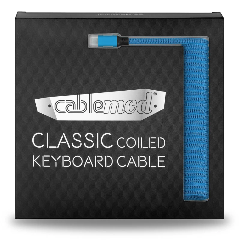 CableMod Classic Spiral-Tastaturkabel CM-CKCA-MLB-KLB150KLB-R, Micro-USB auf USB-A, 150 cm, Blau (Spectrum Blue)