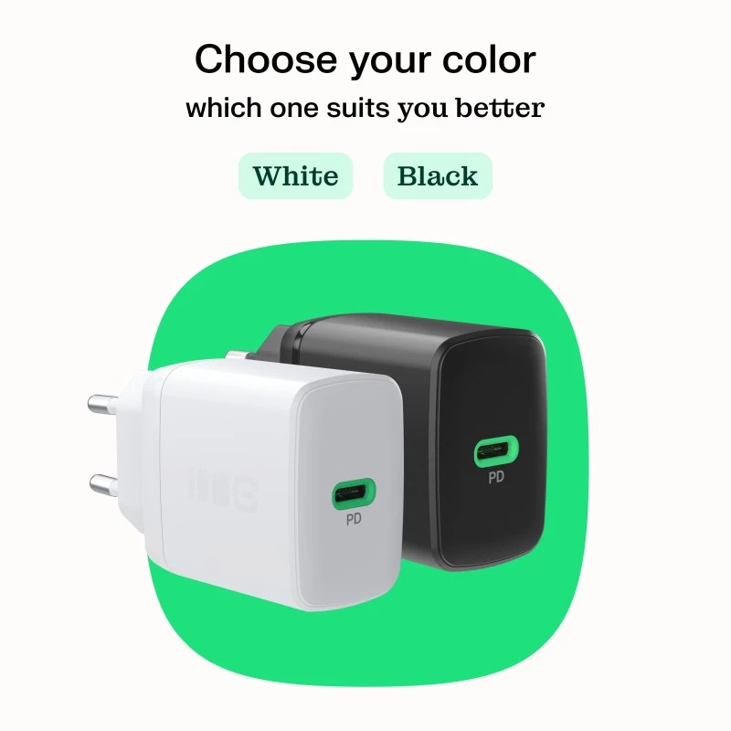 Netzteil Green Cell PowerSource Solo30 30W Schwarz — USB-C Einzelport-Ladegerät