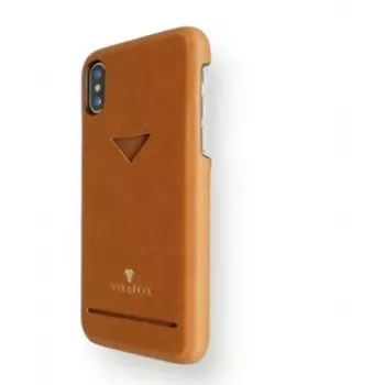 Kartenfach-Rückenschale VixFox für iPhone XSMAX – karamellbraun, Rückseitenhülle mit Kartenfach